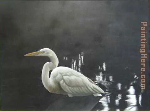 Egret painting - John James Audubon Egret art painting